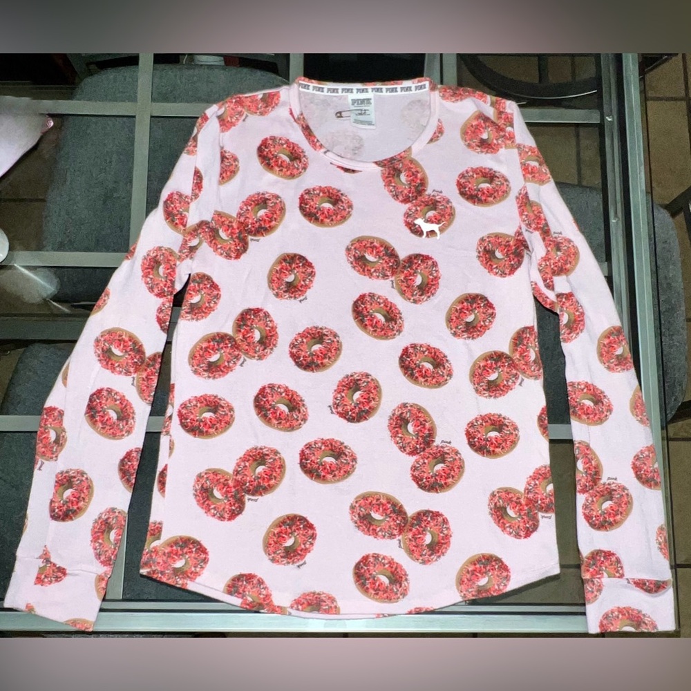 VS PINK ~ Donut Long Sleeve Pink Pajama Top